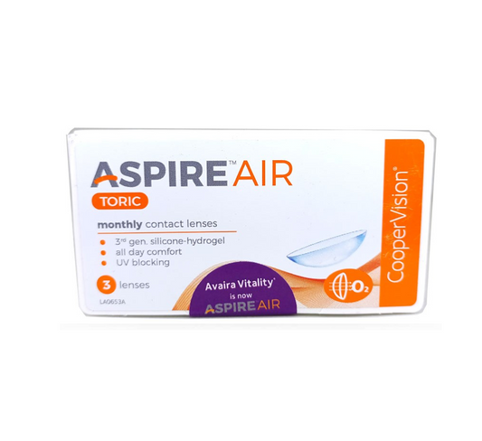 Aspire Air Toric Monthly disposable silicone Hydrogel Lenses for Astigmatism (3 lenses)
