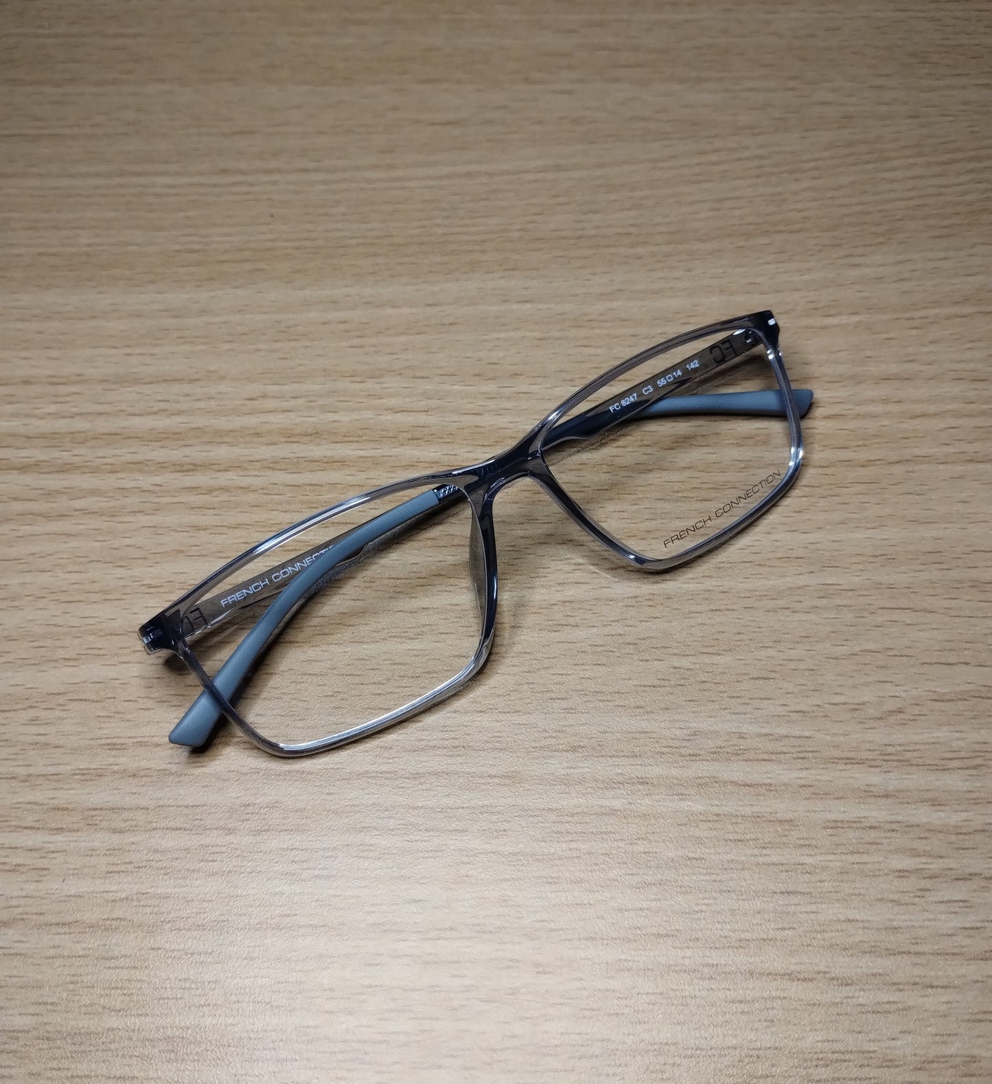 French Connection FC8247 C3 55-14-142 Transparent Gray Rectangle Frame